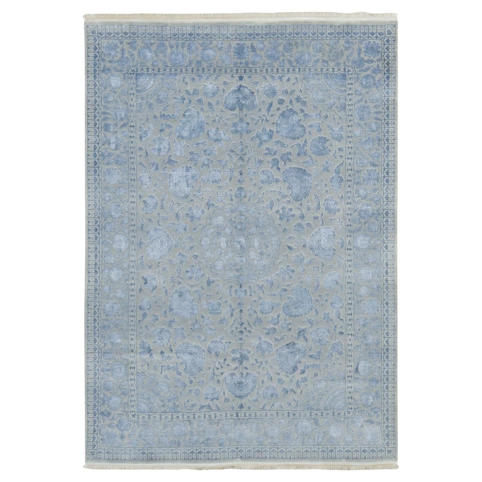 Alfombra Anudada a Mano Mitad Lana Mitad Seda Kashan 250 KPSI Gris Seda 5
7 "x7
10 en venta