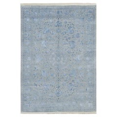 5'7"x7'10" Silk Gray Kashan 250 KPSI Half Wool Half Silk Hand Knotted Rug