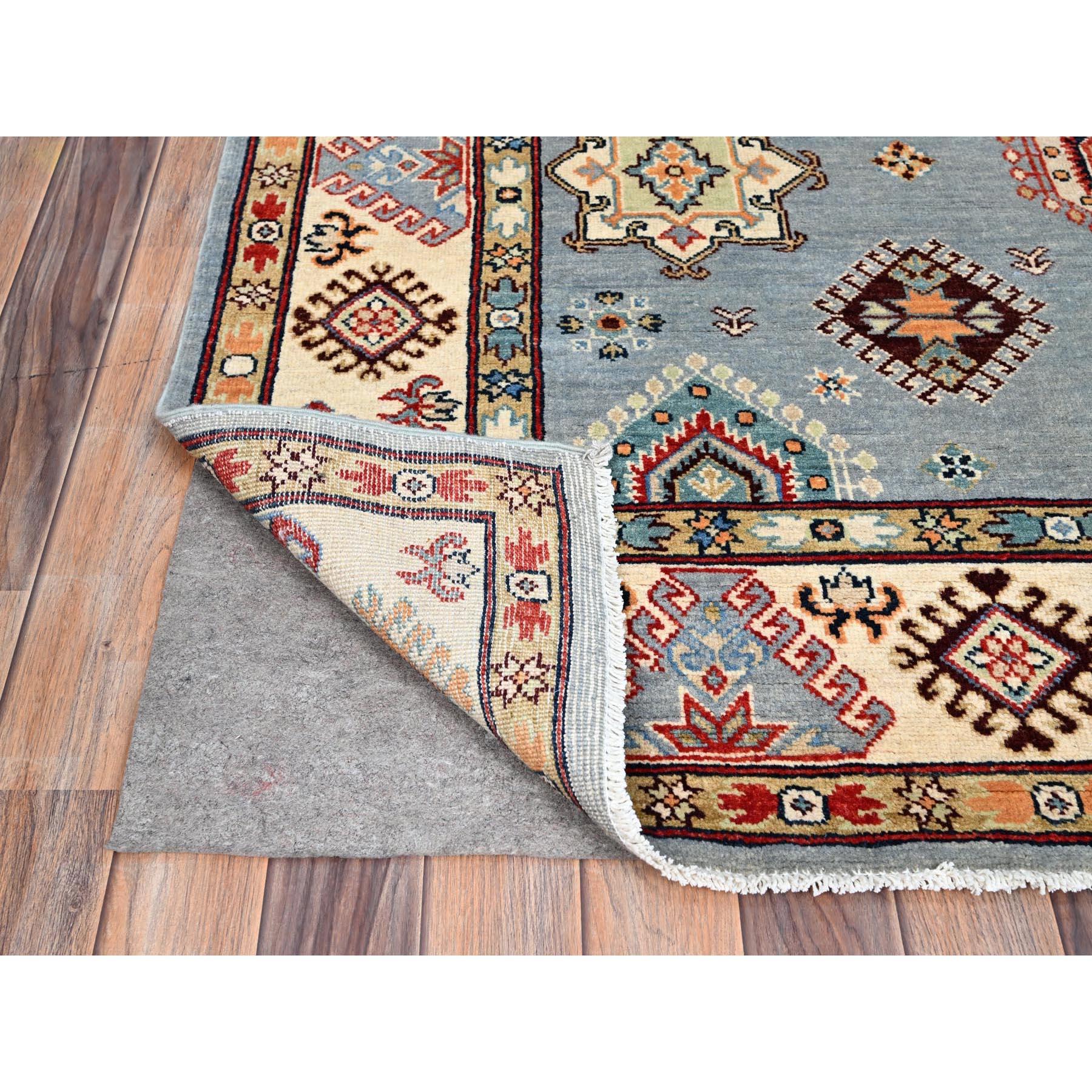 Alfombra Oriental 100% Lana Anudada a Mano Poolhouse Gris Especial Kazak 5'7 