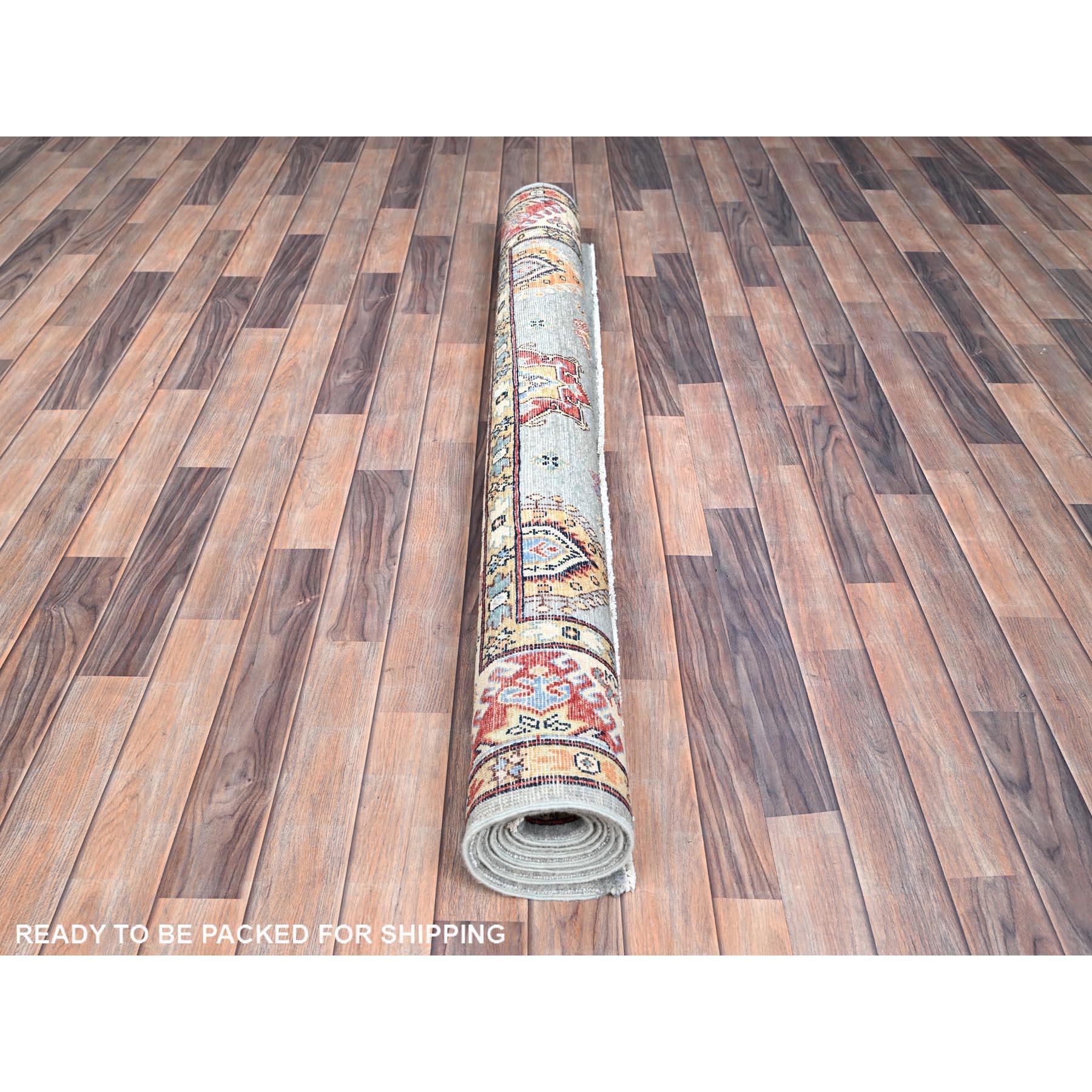 Alfombra Oriental 100% Lana Anudada a Mano Poolhouse Gris Especial Kazak 5'7 