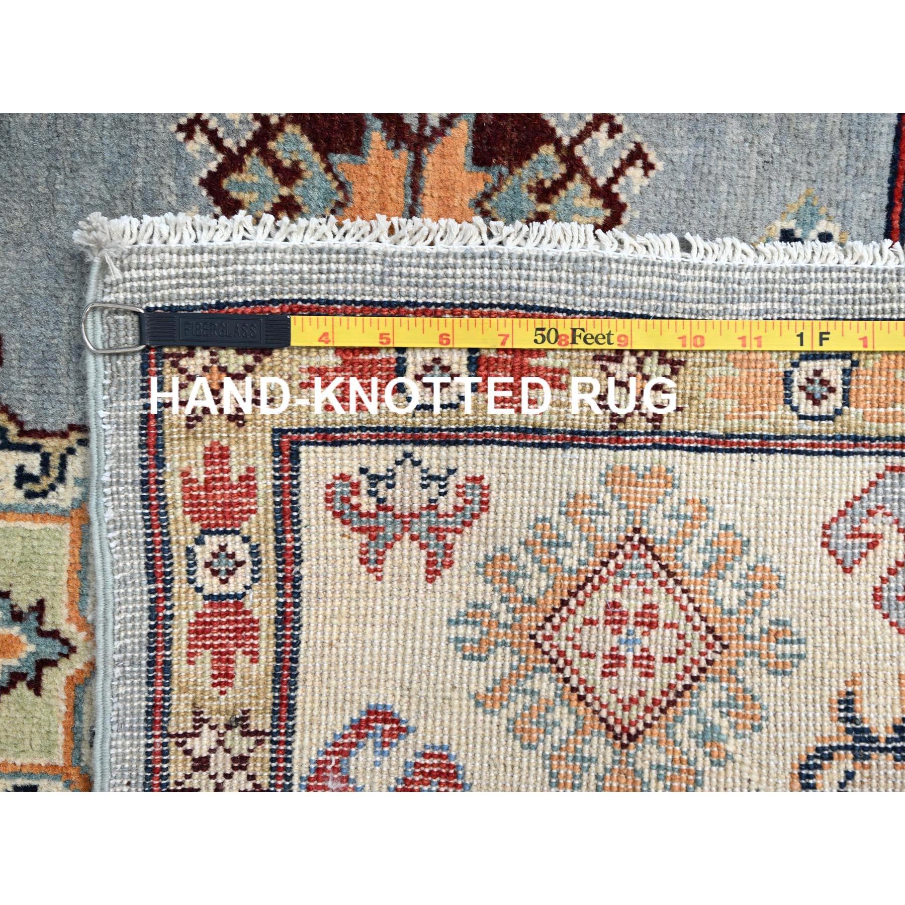 Alfombra Oriental 100% Lana Anudada a Mano Poolhouse Gris Especial Kazak 5'7 