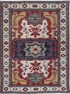 5.7x7.6 ft Hand Knotted Tribal Turkish Area Rug for Living Room. 100% Wool