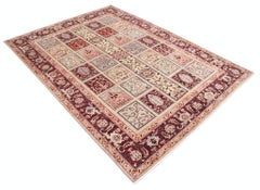 5.7x7.7 ft Hand Knotted Blush and Ivory Wool Area Rug with Floral Design