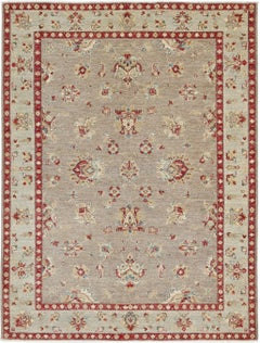 5.7x7.7 ft  Hand Knotted Floral Oushak Wool Area Rug for Living Room Decor