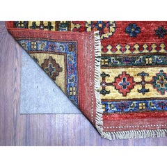 5'7 "x7'7" Tappeto orientale afghano Ersari rosso con disegno geometrico, in pura lana