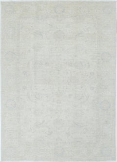 5.7x7.8 ft handgeknüpfter türkischer Wollteppich mit floralem Design. Beige Oushak-Teppich