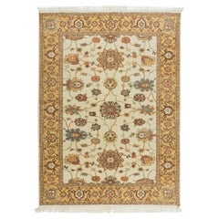 Tapis turc floral noué à la main vintage authentique en laine d'Oushak de 5,7 x 7,9 m