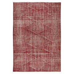 5.7x8 Ft Distressed Mid-20th Century Handmade Turkish Area Rug in Red