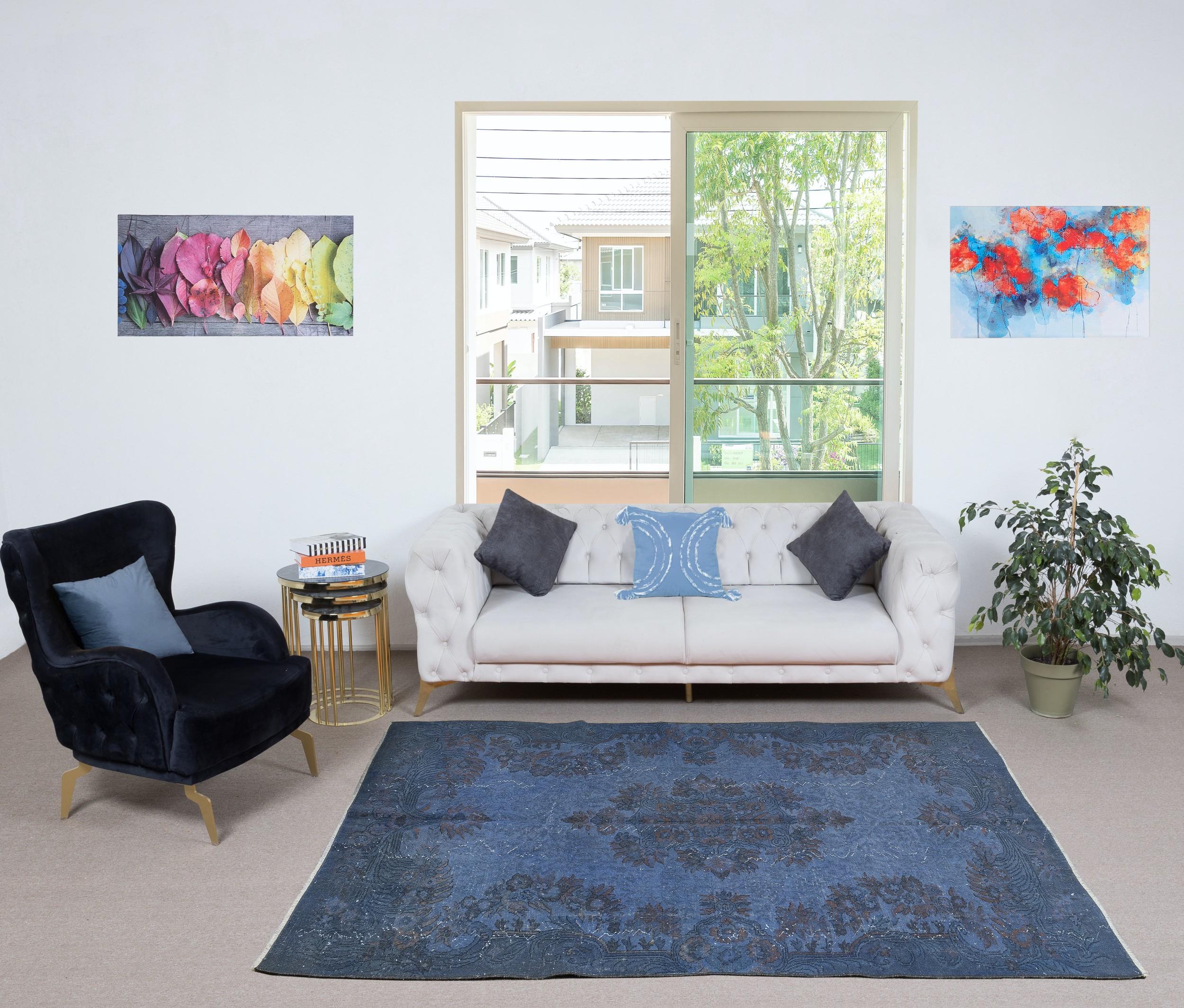 Our over-dyed rugs are all hand-knotted vintage pieces that are recreated in our workshop to cater to a wider range of interior design choices from modern to coastal, from industrial to rustic/cottage. These 50 to 70 year-old rugs were hand-knotted