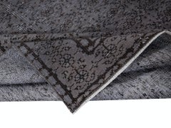 5.7x8.4 Ft Modern Handmade Turkish Gray Indoor-Outdoor Rug with Floral Design