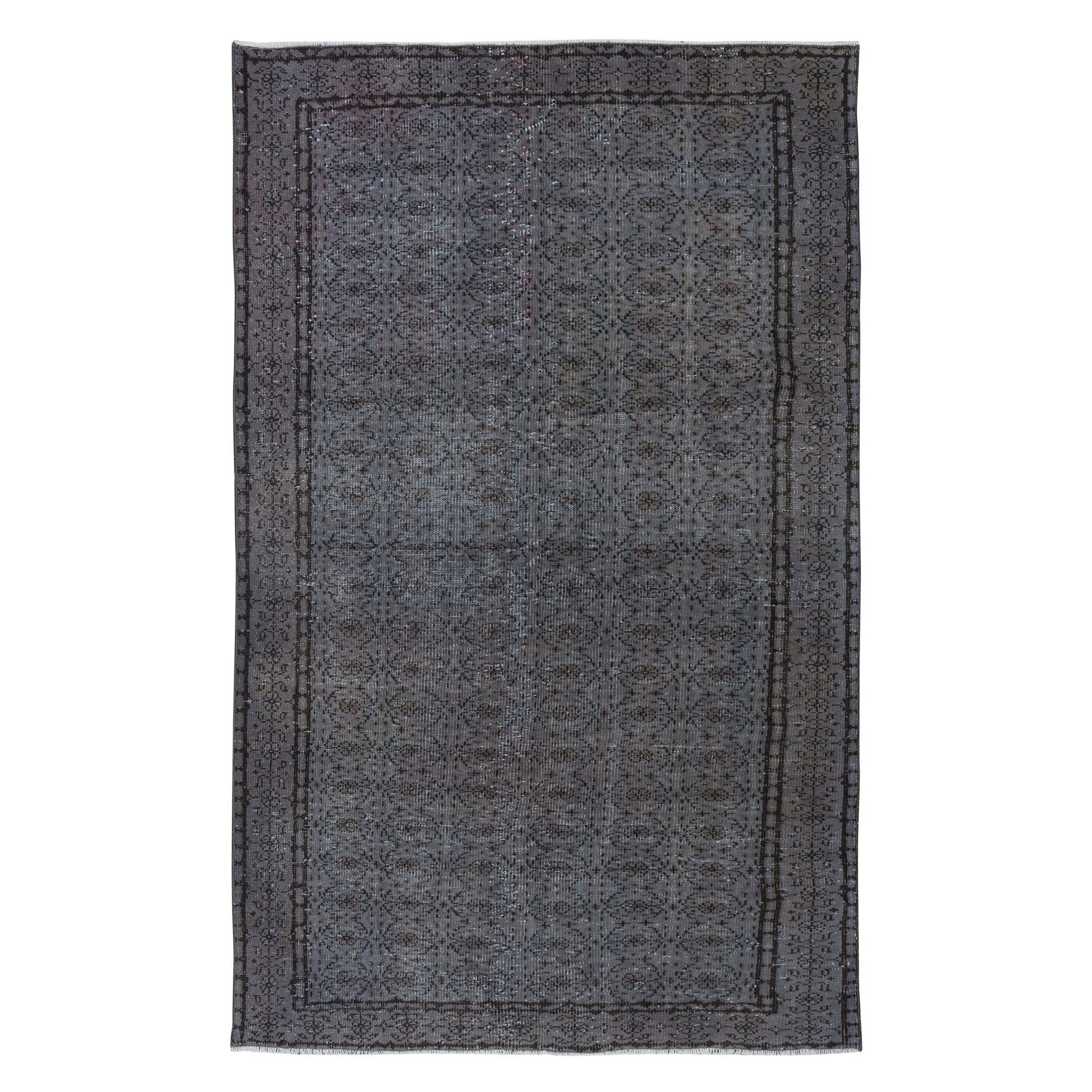 5.7x8.4 Ft Moderner handgefertigter türkischer grauer Indoor-Outdoor-Teppich mit floralem Design