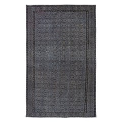 Used 5.7x8.4 Ft Modern Handmade Turkish Gray Indoor-Outdoor Rug with Floral Design