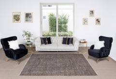 Contemporary Turkish Rug ReDyed in Gray, Vintage Handmade Wool Carpet