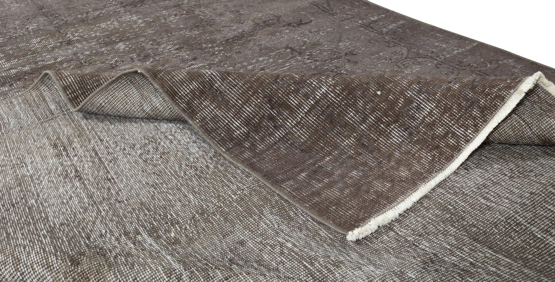 Modern Contemporary Turkish Rug ReDyed in Gray, Vintage Handmade Wool Carpet For Sale