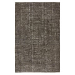 Contemporary Turkish Rug ReDyed in Gray, Vintage Handmade Wool Carpet