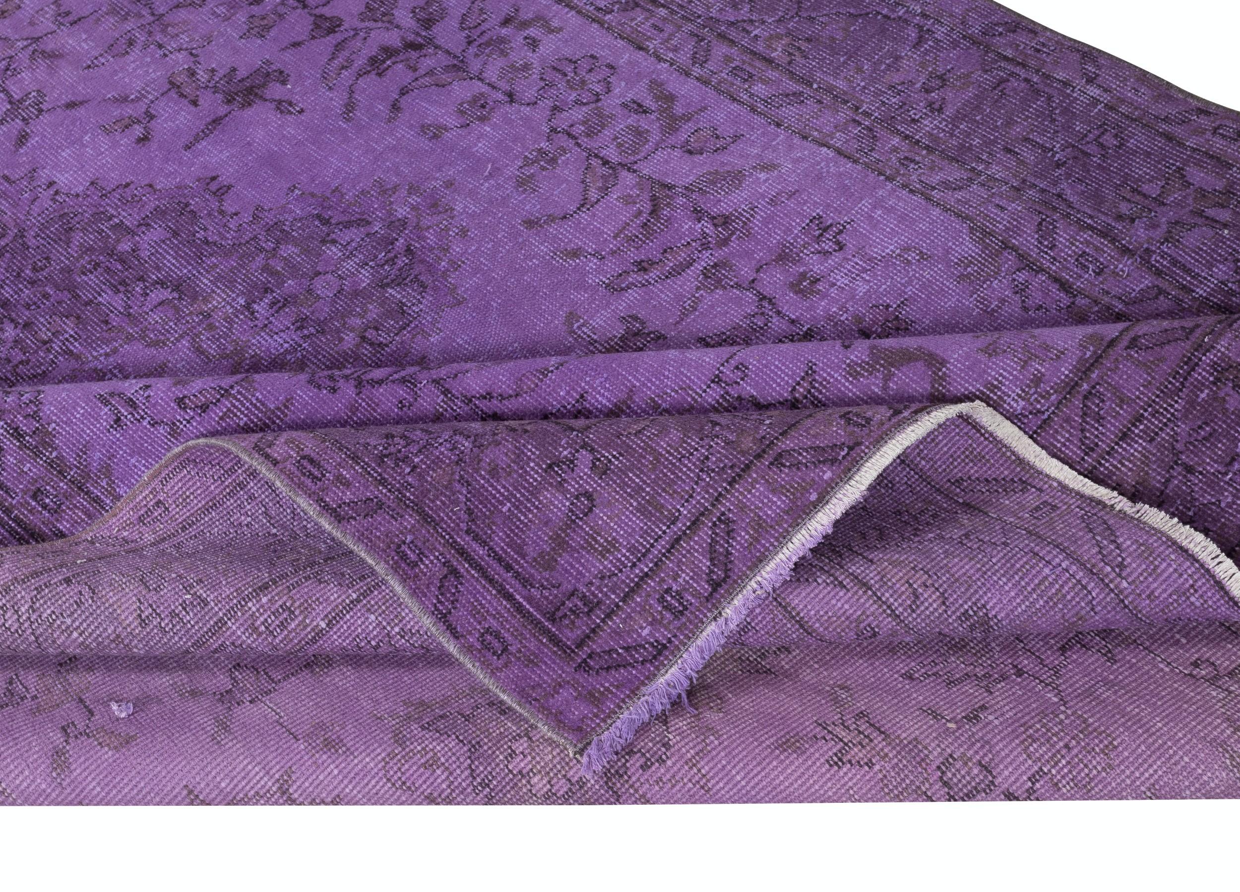 Moderne 5.7x8.6 Ft Decorative Purple Tapis de sol Hand Made. Revêtement de sol turc moderne en vente