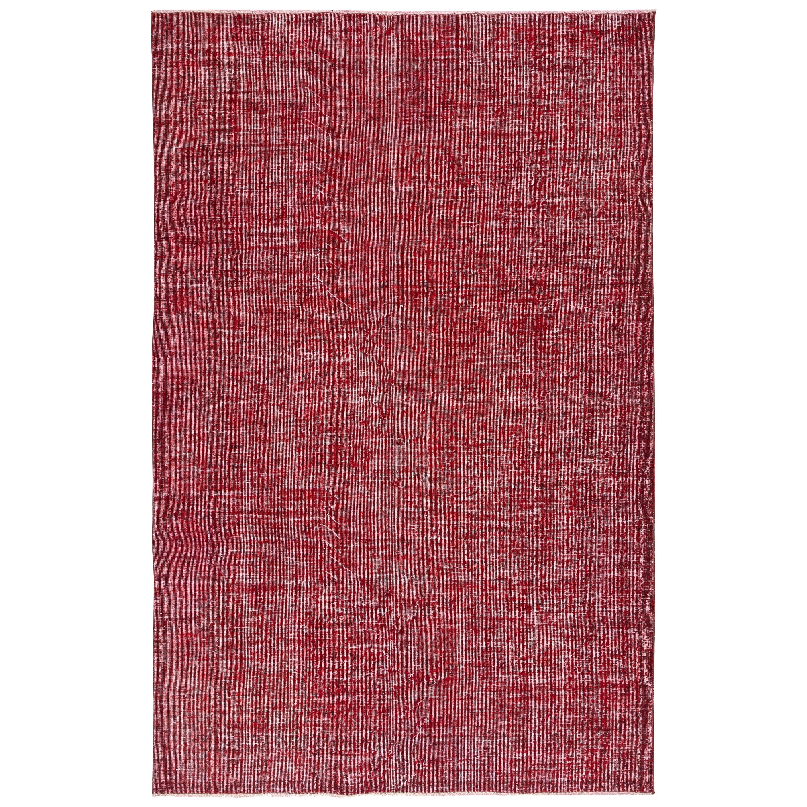 5.7x8.8 Ft Handgefertigter türkischer Teppich. Vintage Rot überfärbt Bereich Teppich für Wohnzimmer