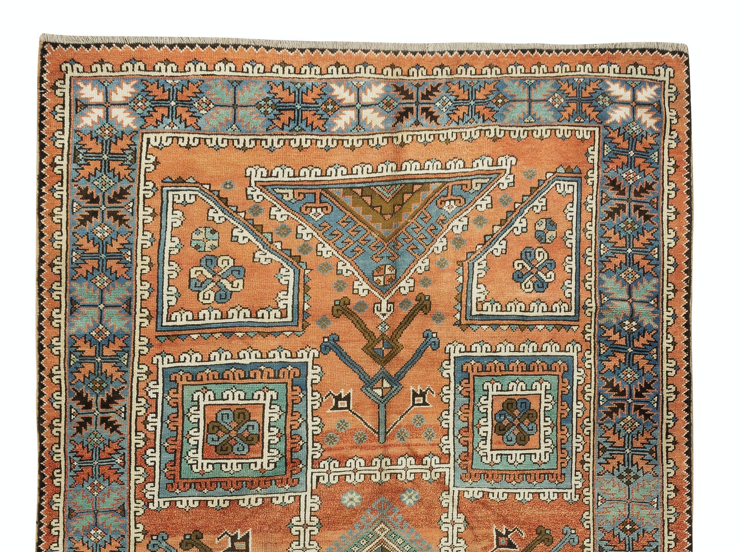 Hand-Knotted 5.7x9 Ft Antique Turkish Bergama Rug For Sale
