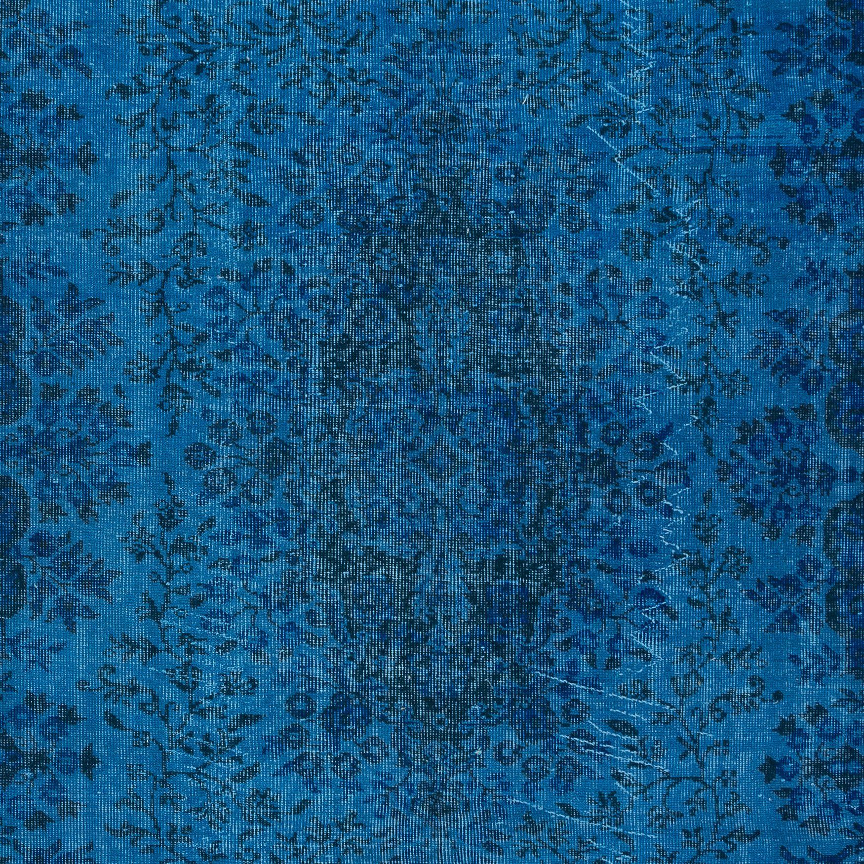 5.7x9 Ft Blauer handgefertigter türkischer Teppich für Wohnzimmer, Esszimmer und Kinderzimmer (Moderne) im Angebot