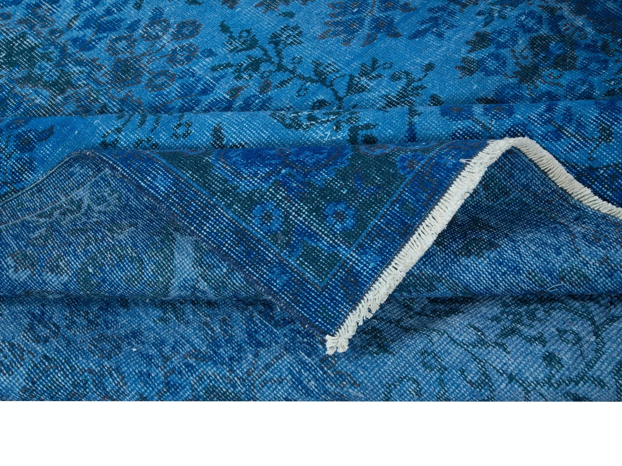 Turc 5.7x9 Ft Blue Handmade Turkish Area Rug for Living Room, Dining Room & Kids Room (tapis turc fait main pour le salon, la salle à manger et les enfants) en vente