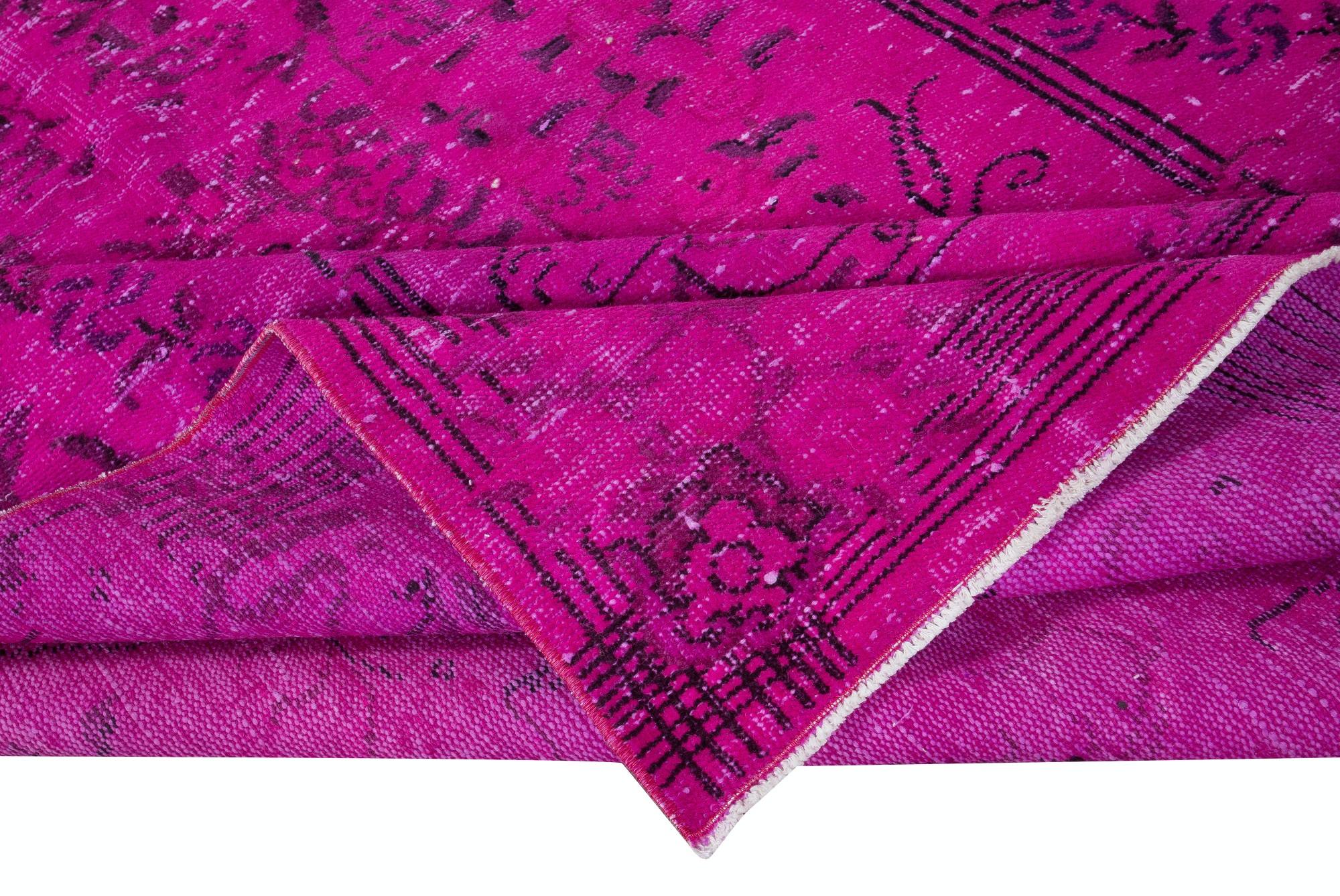 Turkish 5.7x9 Ft Decorative Pink Area Rug for Modern Interiors, Handknotted in Turkey For Sale