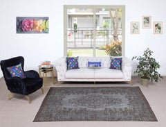 5.7x9 Ft Gray Overdyed Area Rug, handgeknüpft und handgewebt in der Türkei