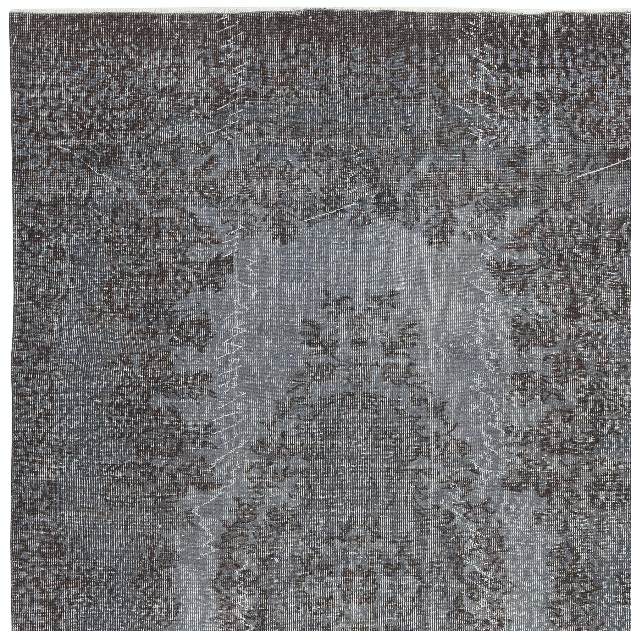 Annodato a mano Tappeto d'area grigio sovratinto 5.7x9 Ft, annodato e tessuto a mano in Turchia in vendita