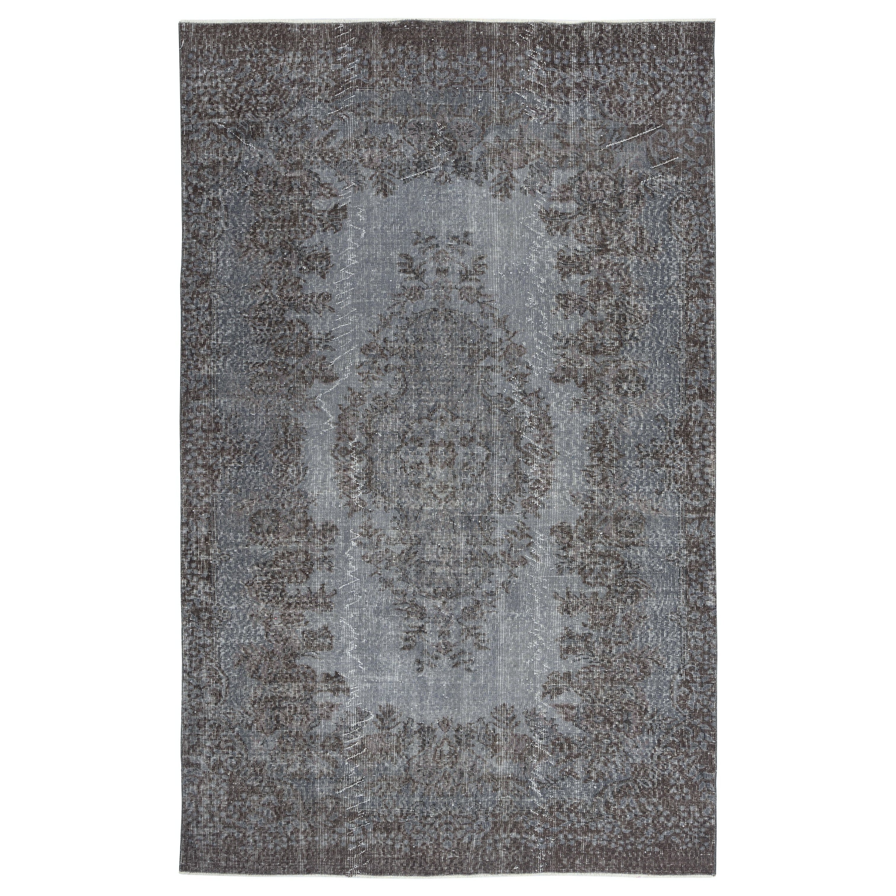 Tappeto d
area grigio sovratinto 5.7x9 Ft, annodato e tessuto a mano in Turchia