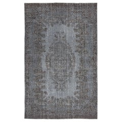 Tappeto d
area grigio sovratinto 5.7x9 Ft, annodato e tessuto a mano in Turchia