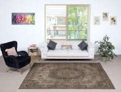 Tappeto da pavimento 5.7x9 Ft realizzato a mano in Turchia. Tappeto per l'area tinto in marrone