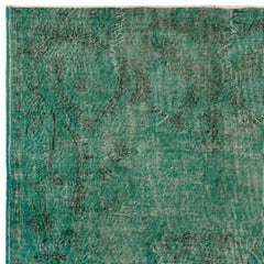5.7x9 ft Modern Turkish Wool Area Rug in Teal Green, Decorative Handmade Carpet