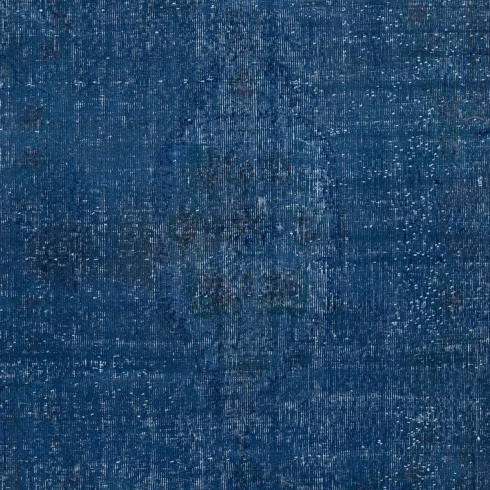 5.7x9 Ft Shabby Chic Blue Color Area Rug. Distressed Handmade Turkish Carpet In Good Condition For Sale In Spring Valley, NY