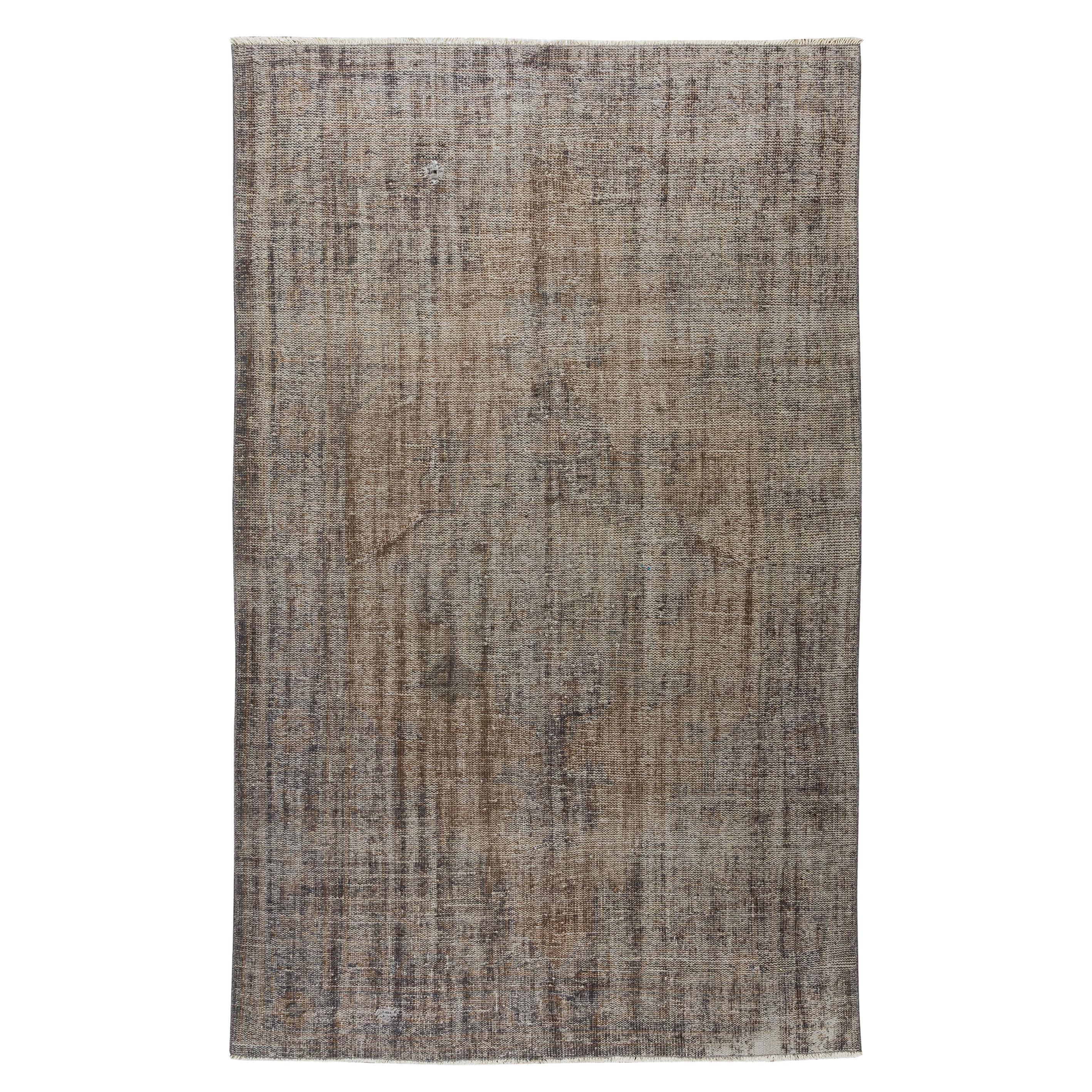 5.7x9 Ft Traditioneller handgefertigter Shabby-Chic-Teppich in Grau, Anatolischer Teppich