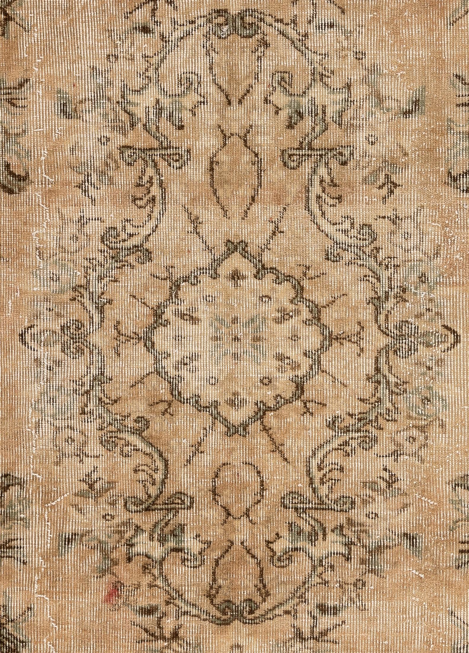 Hand-Knotted 5.7x9 Ft Sun Faded Turkish Rug with Medallion Design, Beige Handmade Wool Carpet For Sale