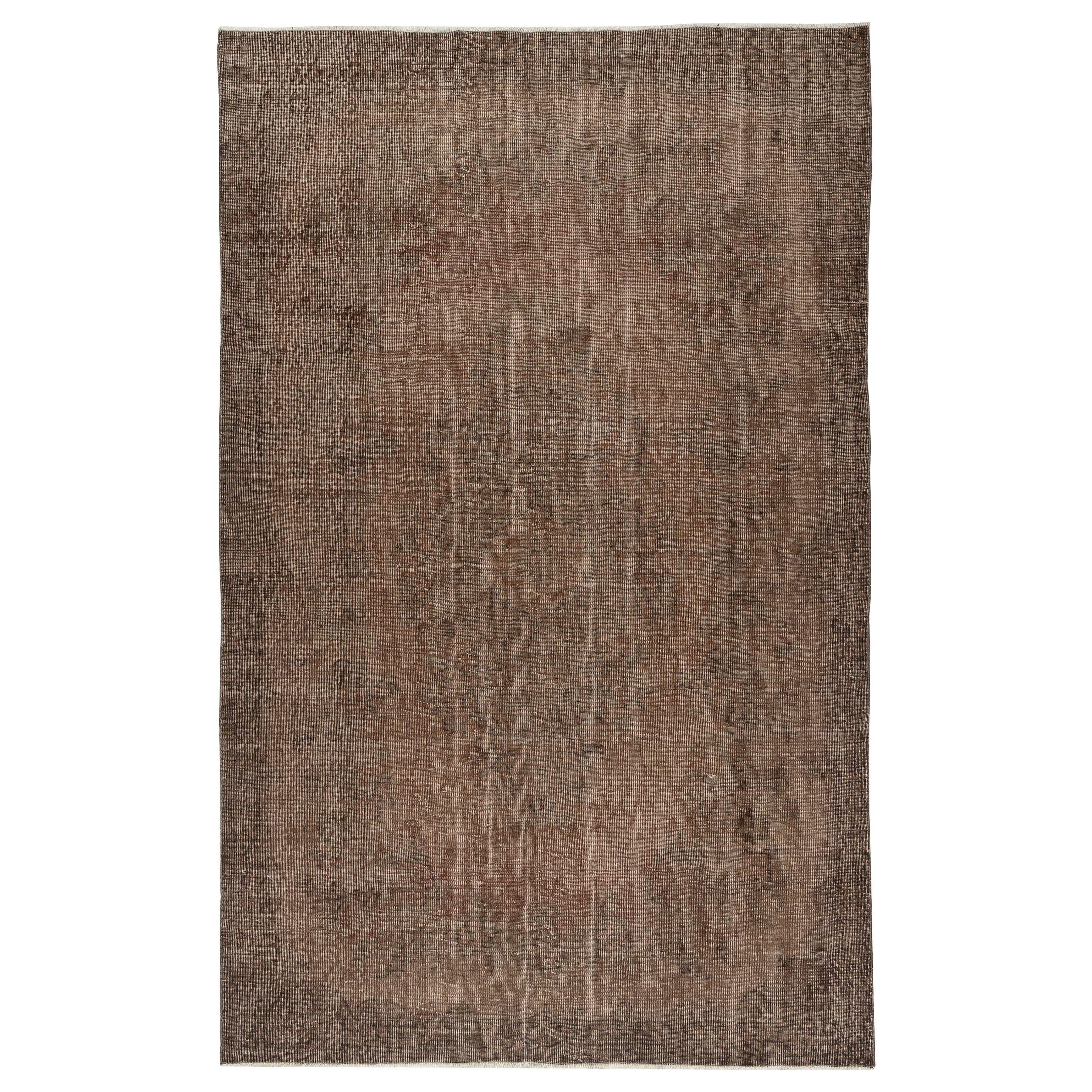 5.7x9 Ft Vintage Handgefertigt Türkisch Bereich Teppich Redyed in Braun für moderne Innenräume