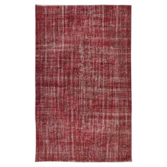 Vintage Handmade Turkish Rug Over-Dyed in Red, Great for Office & Home