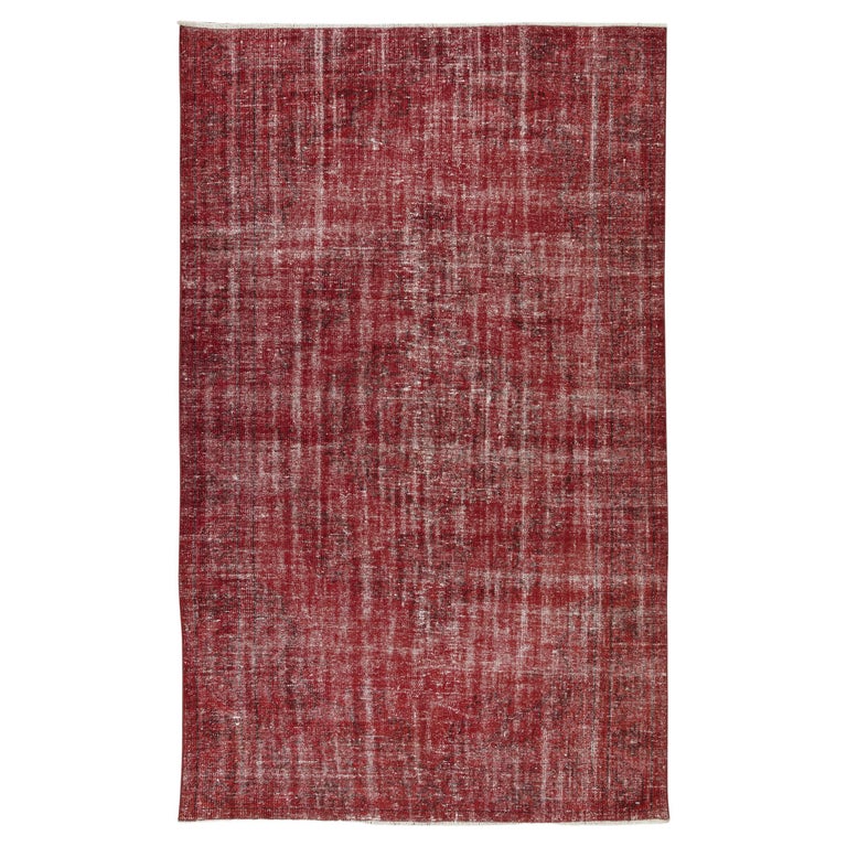 Vintage Handmade Turkish Rug Over-Dyed in Red, Great for Office and ...