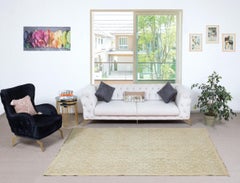 5.7x9 Ft Vintage Sun Faded Rug with Floral Design. Handmade Turkish Carpet