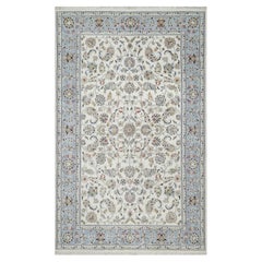 5
7 "x9
 Weißer Nain mit All Over Flower Design Wolle und Seide Handgeknüpfter Teppich