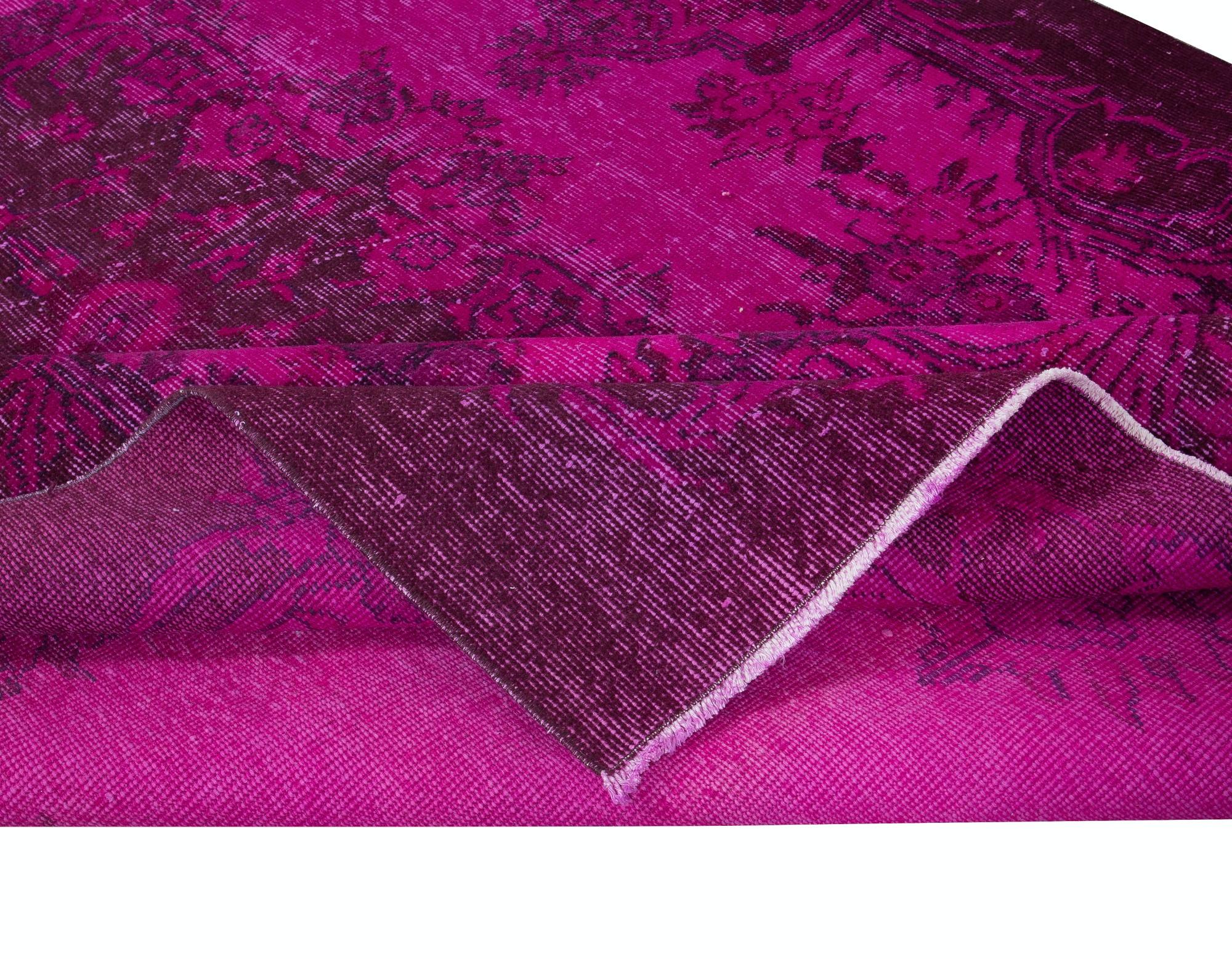 Hand-Knotted 5.7x9.2 Ft Aubusson Inspired Pink Rug for Modern Interiors, Handmade in Turkey For Sale