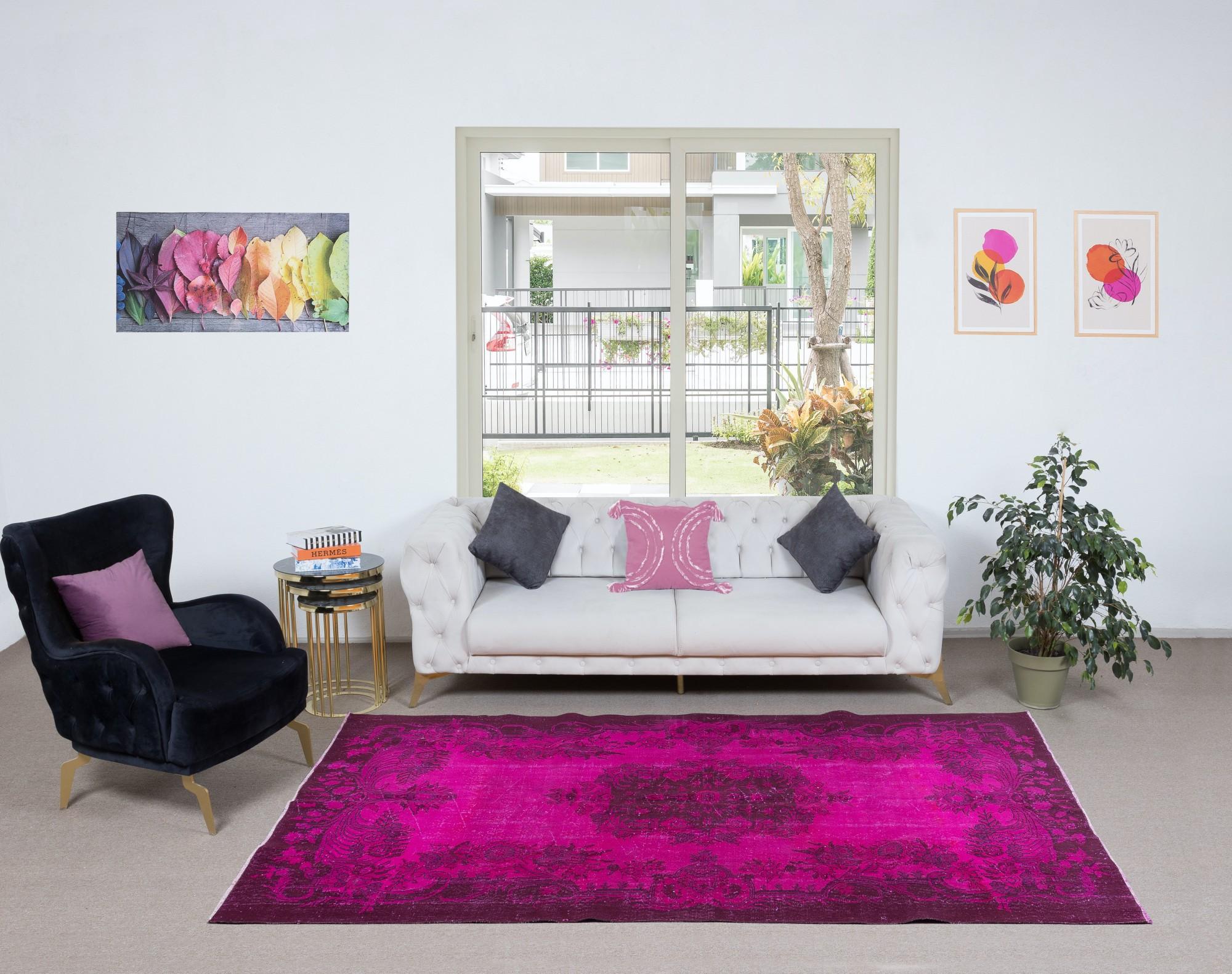 5.7x9.2 Ft Aubusson inspirierter rosa Teppich für moderne Inneneinrichtung, handgefertigt in der Türkei im Zustand „Gut“ im Angebot in Philadelphia, PA