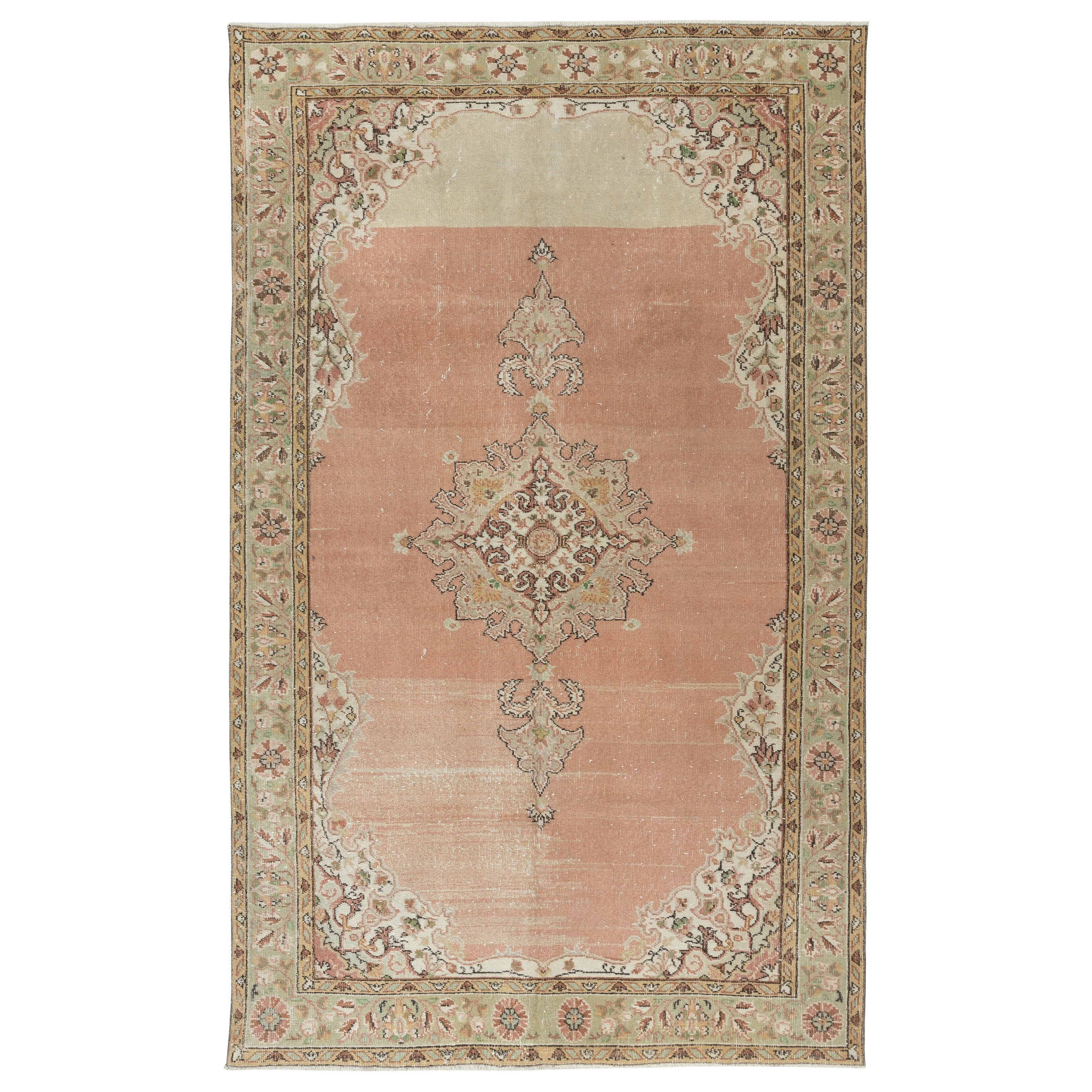 5.7x9.2 Ft Farmhouse Style Vintage Türkischer Teppich. Handgefertigter Wollteppich