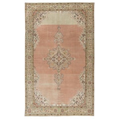 5.7x9.2 Ft Farmhouse Style Vintage Turkish Rug. Handmade Wool Area Carpet