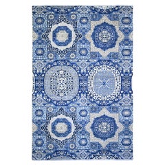 5'7 "x9'2" Little Boy Bleu, Laine douce nouée à la main, Tapis oriental de Peshawar plus fin