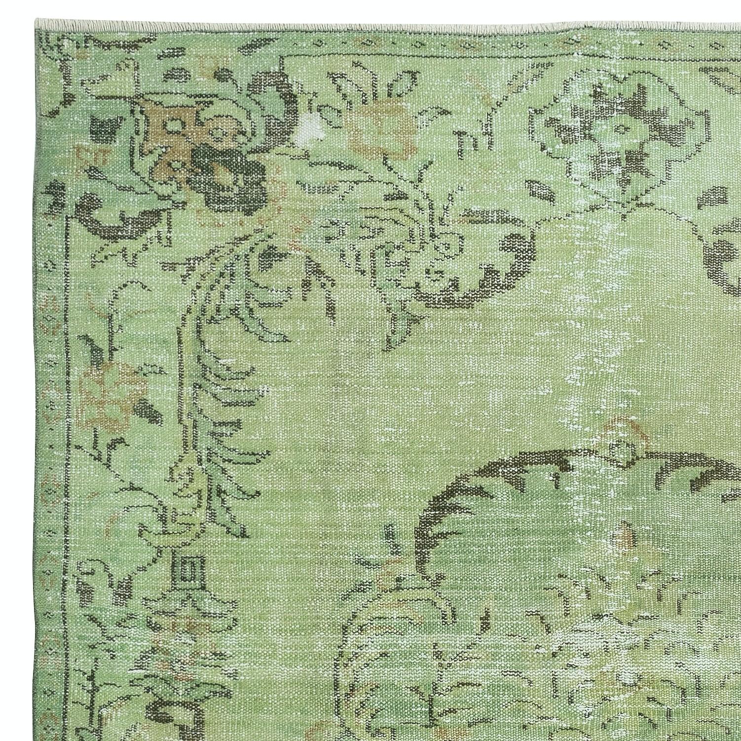 Alfombra turca antibacteriana contemporánea de color verde hecha a mano 5,7x9,3 pies Turco en venta