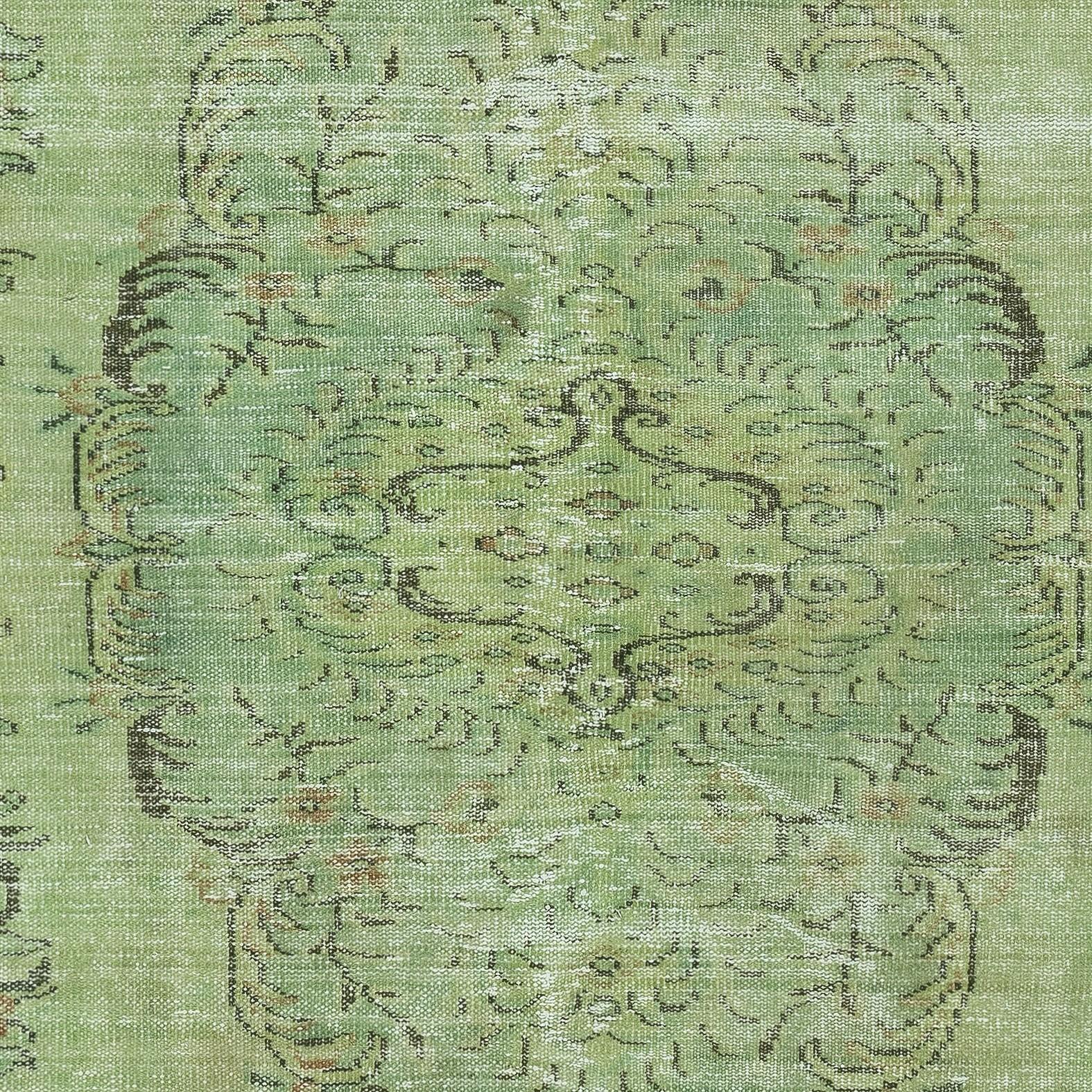 Alfombra turca antibacteriana contemporánea de color verde hecha a mano 5,7x9,3 pies Anudado a mano en venta