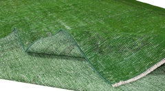 5.7x9.3 Ft Vivid Green Turkish Area Rug, Solid Handmade Living Room Decor Carpet