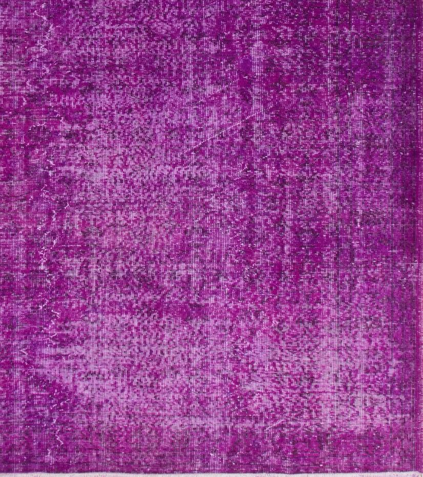 Hand-Woven 5.7x9.3 Ft Purple Handmade Modern Living Room Rug, Vintage Turkish Wool Carpet