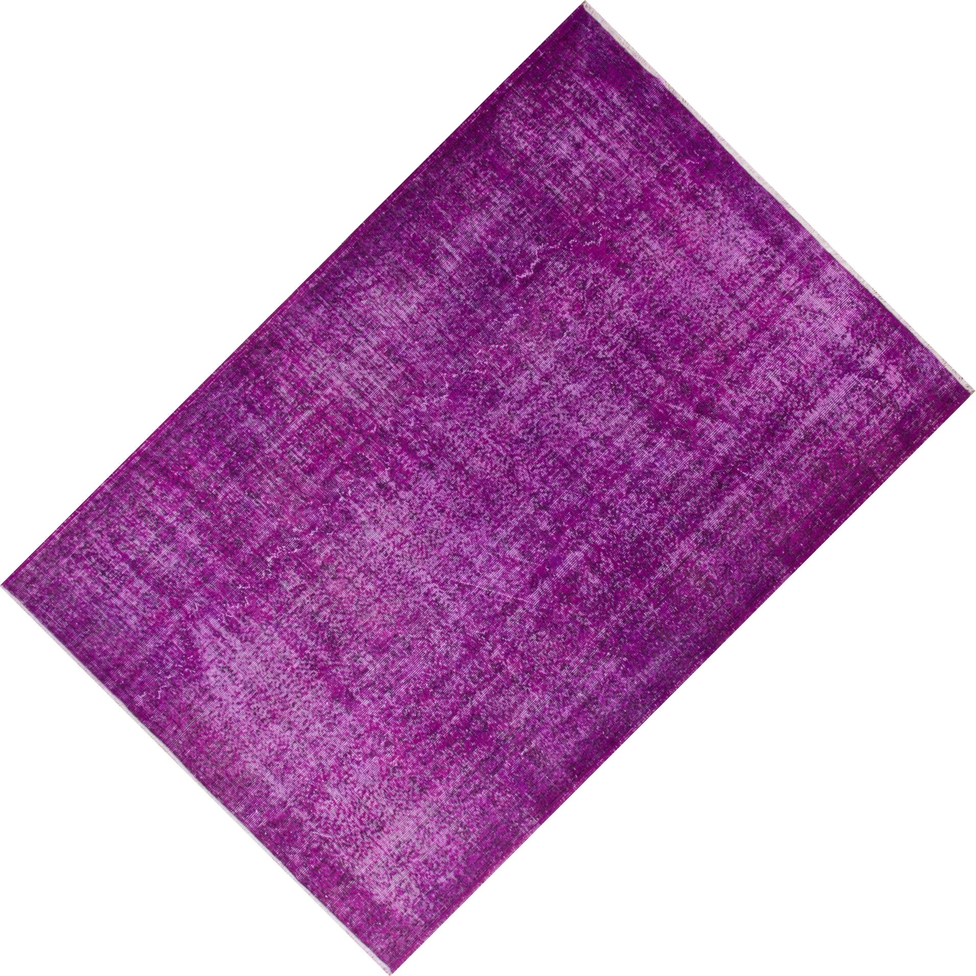 5.7x9.3 Ft Purple Handmade Modern Living Room Rug, Vintage Turkish Wool Carpet In Good Condition In Philadelphia, PA