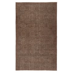 Tappeto turco vintage fatto a mano 5.7x9.5 Ft sovratinto in marrone per interni moderni